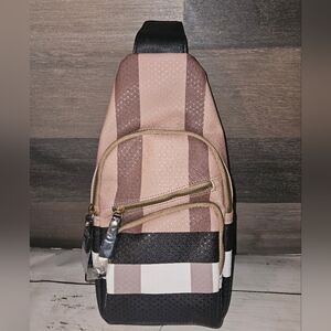 Stylish Vegan Leather Plaid Sling Bag